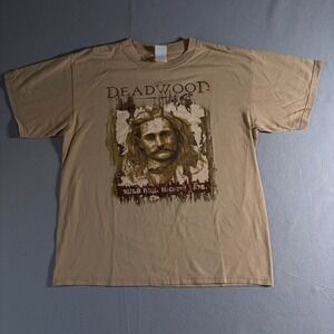 Gildan Deadwood Wild Bill Hickok 1876 Graphic T-Shirt Mens Large Tan Western Tee